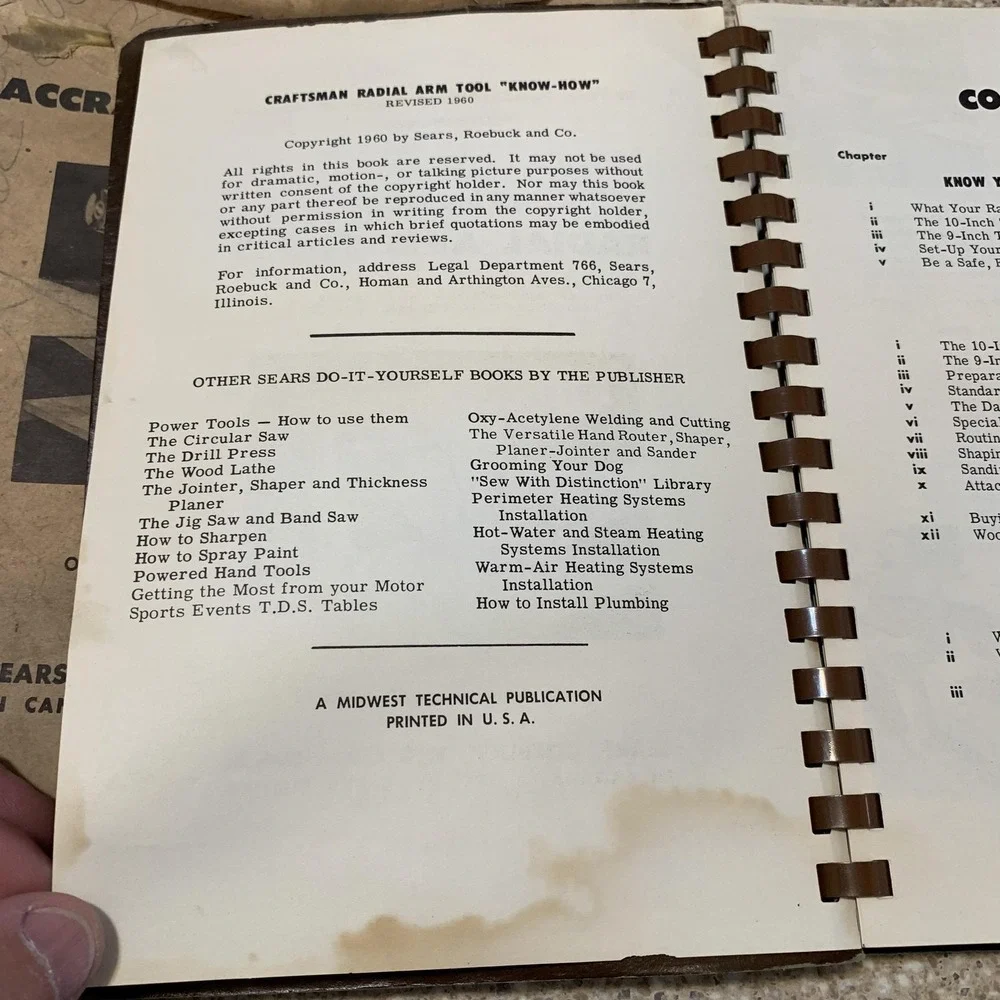 Vintage 1960 Craftsman Radial Arm Tools Manual Soft Cover Woodworking Guide USA‎